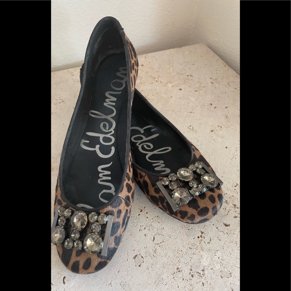Sam Eldelman Leopard Jeweled Caper Flats